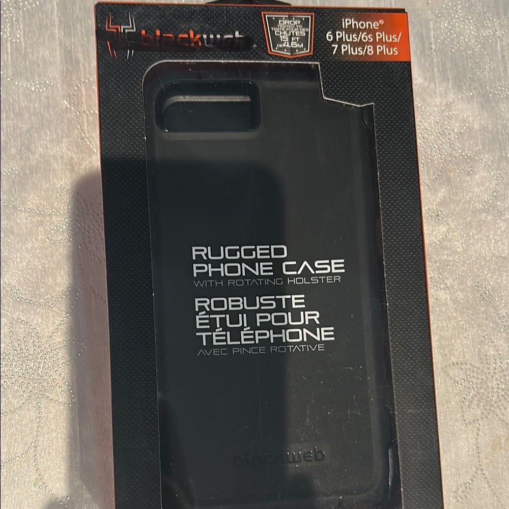 Black Rugged Phone Case for iPhone 6 Plus/6s Plus/7 Plus/8 Plus - Black